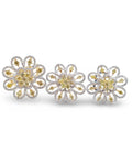 Fancy Yellow Colored Diamonds Floral Cluster Diamond Jewelry Set 14K