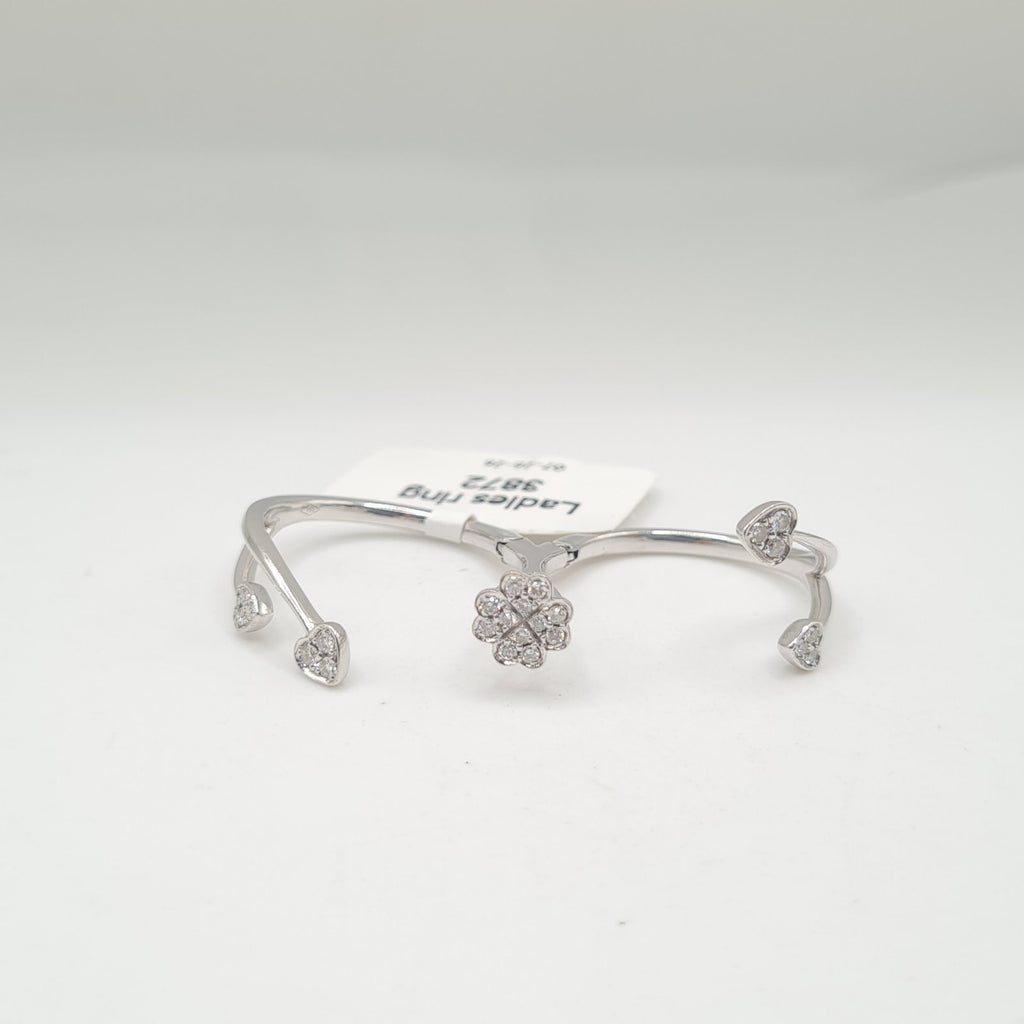 Classic Round Halo Paved Diamond Knuckle Ring 18K