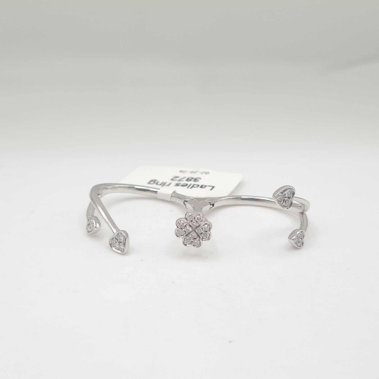 Classic Round Halo Paved Diamond Knuckle Ring 18K