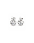 Classic 0.58cts Round Solitaire Heart Halo Stud Diamond Earrings 18K