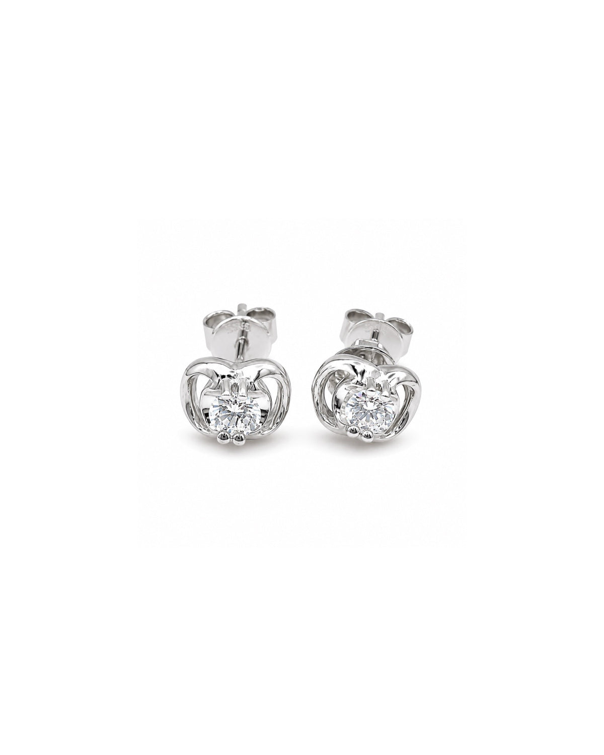 Classic 0.58cts Round Solitaire Heart Halo Stud Diamond Earrings 18K