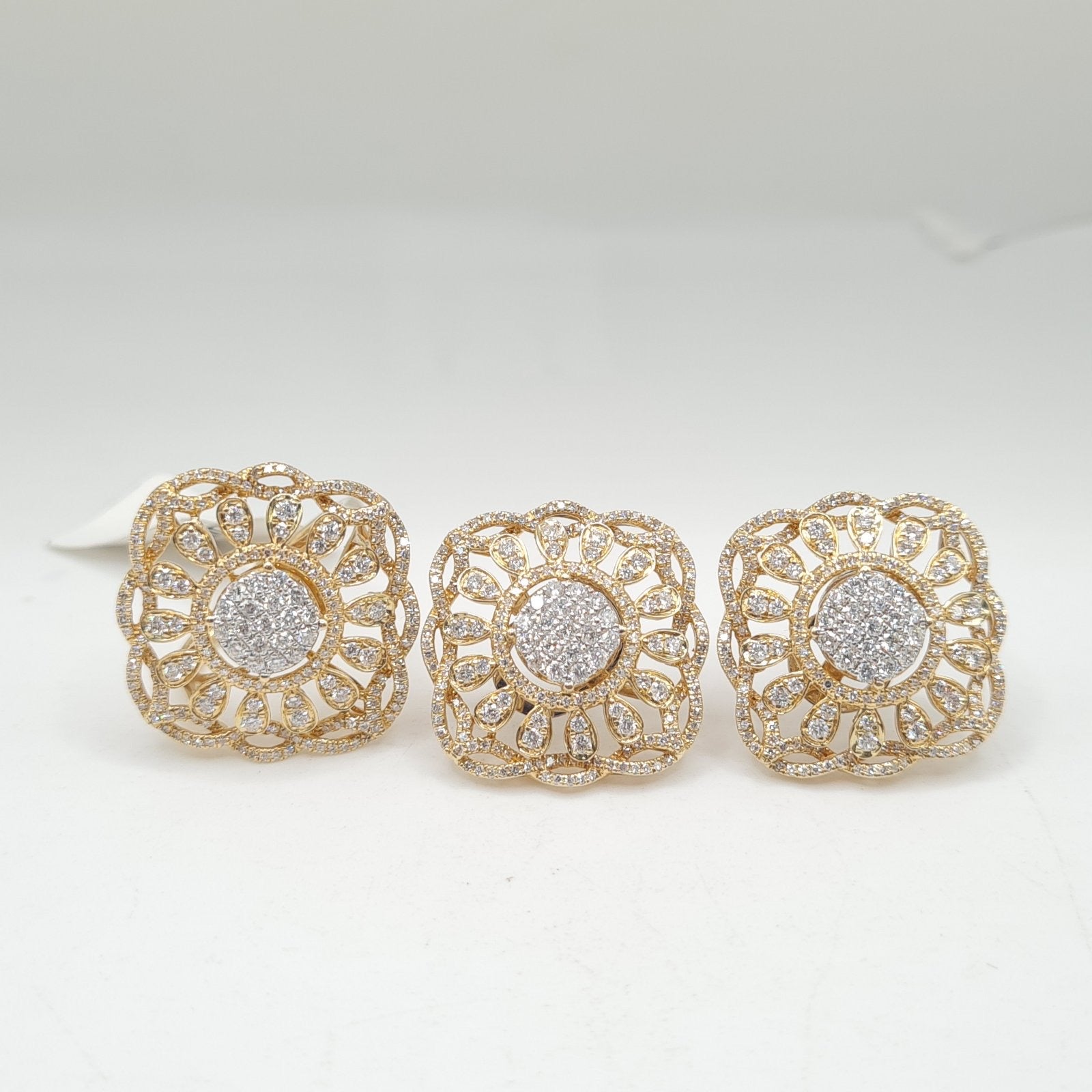 Lady Boss Floral Golden Statement Diamond Jewelry Set 14K