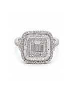 Classic Square Cushion Halo Paved Diamond Ring 14K
