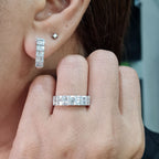 Classic Hoop Baguette Half Eternity Diamond Jewelry Set 14K