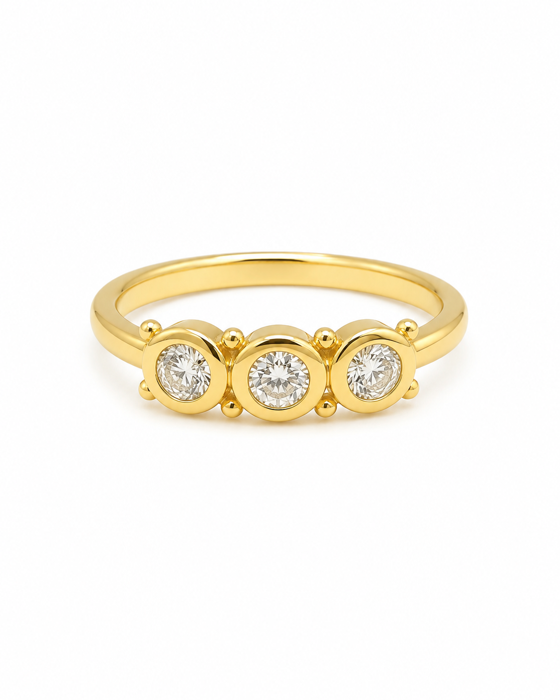 Classic Golden Trio Half Eternity Diamond Ring 14K