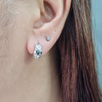 Classic Dainty Round Hoop Diamond Earrings 18K