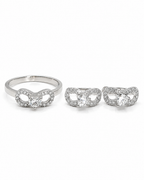 Classic Heart Solitaire Center Infinity Diamond Jewelry Set 14K