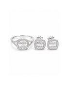 Classic Cushion Halo Twisted Paved Diamond Jewelry Set 14K