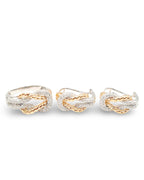 Two Tone Knot Beaded Diamond Jewelry Set 18K