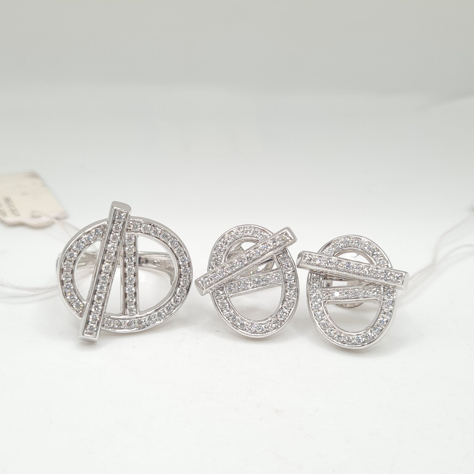 Oval Round Deco Diamond Jewelry Set 14K