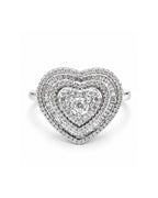 Classic Heart Double Halo Diamond Ring 14K