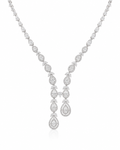 Classic Pear Shape Diamond Cluster Pave Necklace 14K