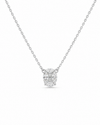Classic Oval Invisible Setting Marquise Diamond Pave Necklace 14K