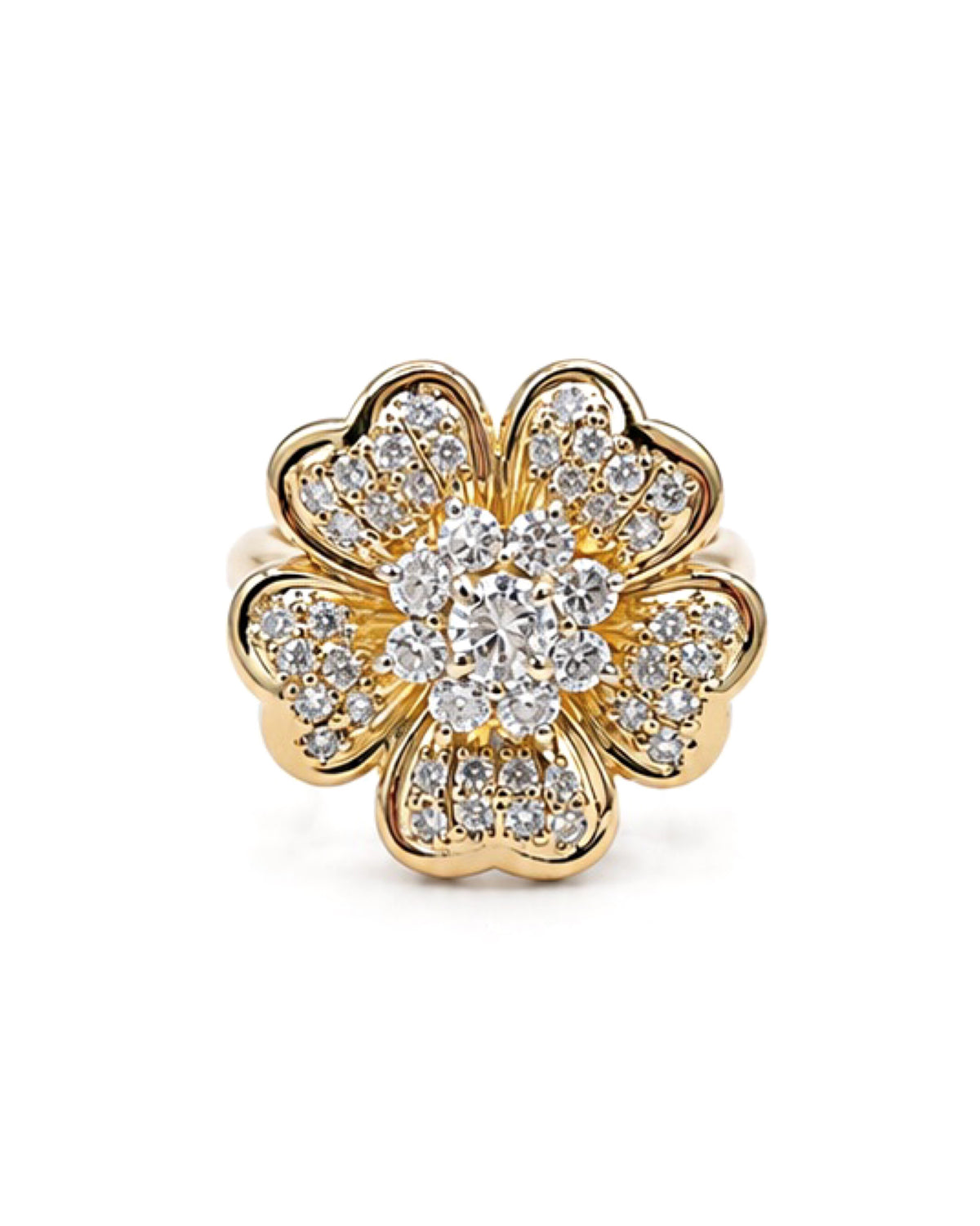 Golden Flower Diamond Ring 18K