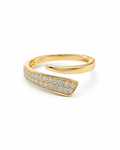 Classic Golden Unisex Round Overlap Diamond Ring 14K
