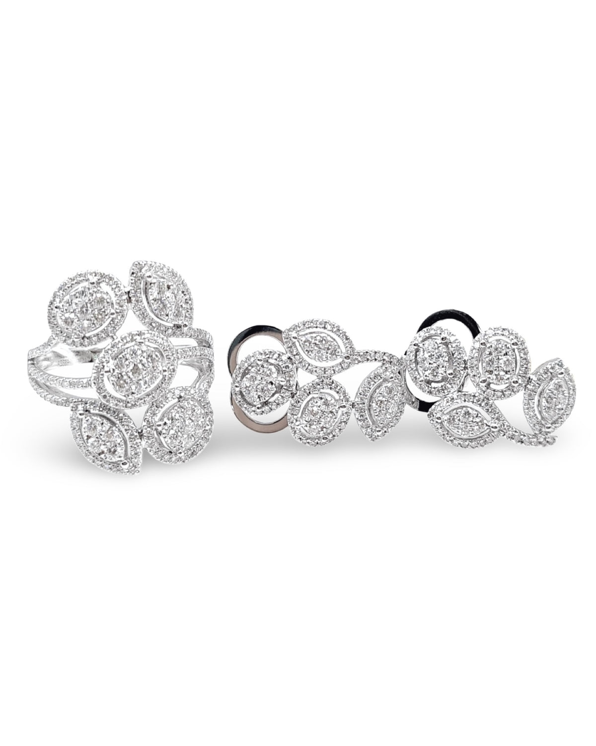 Pear Marquise Cluster Deco Diamond Jewelry Set 14K