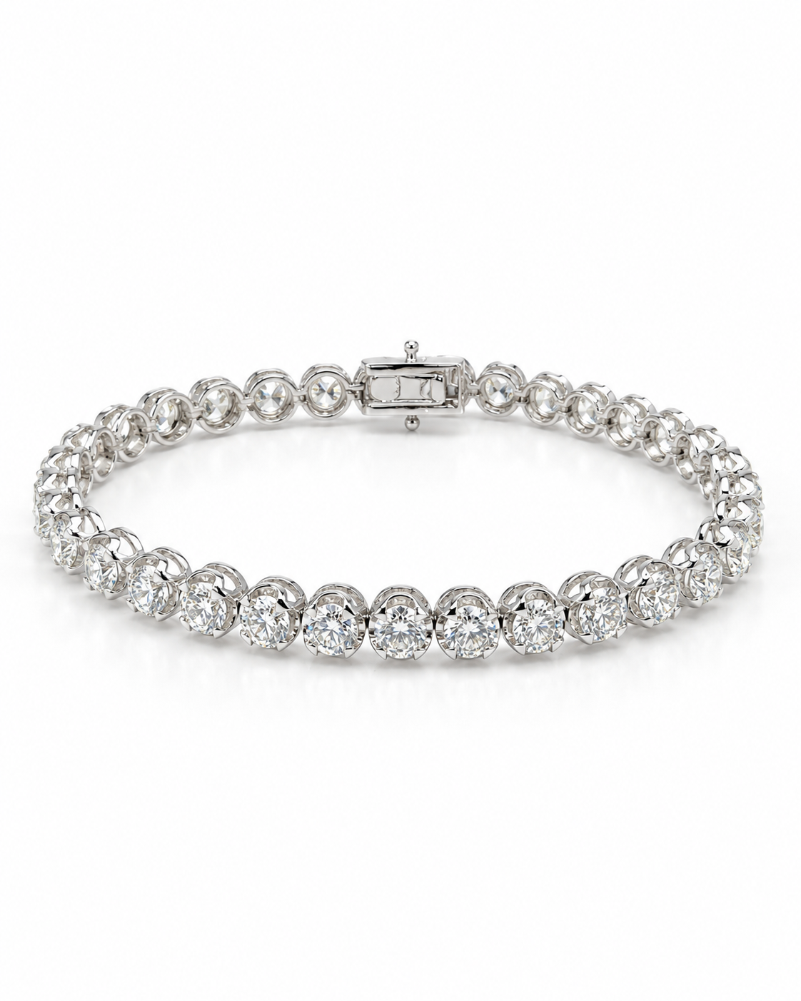 Classic 6.70CTW Round Solitaire Full Eternity Diamond Bracelet 18K