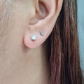 0.20cts Round Solitaire Enlarged Stud Diamond Earrings 14K