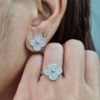 Classic Clover Paved Diamond Jewelry Set 14K