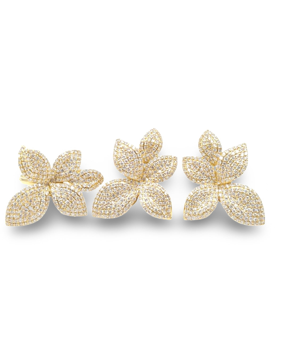 Golden Floral Statement Diamond Jewelry Set 18K