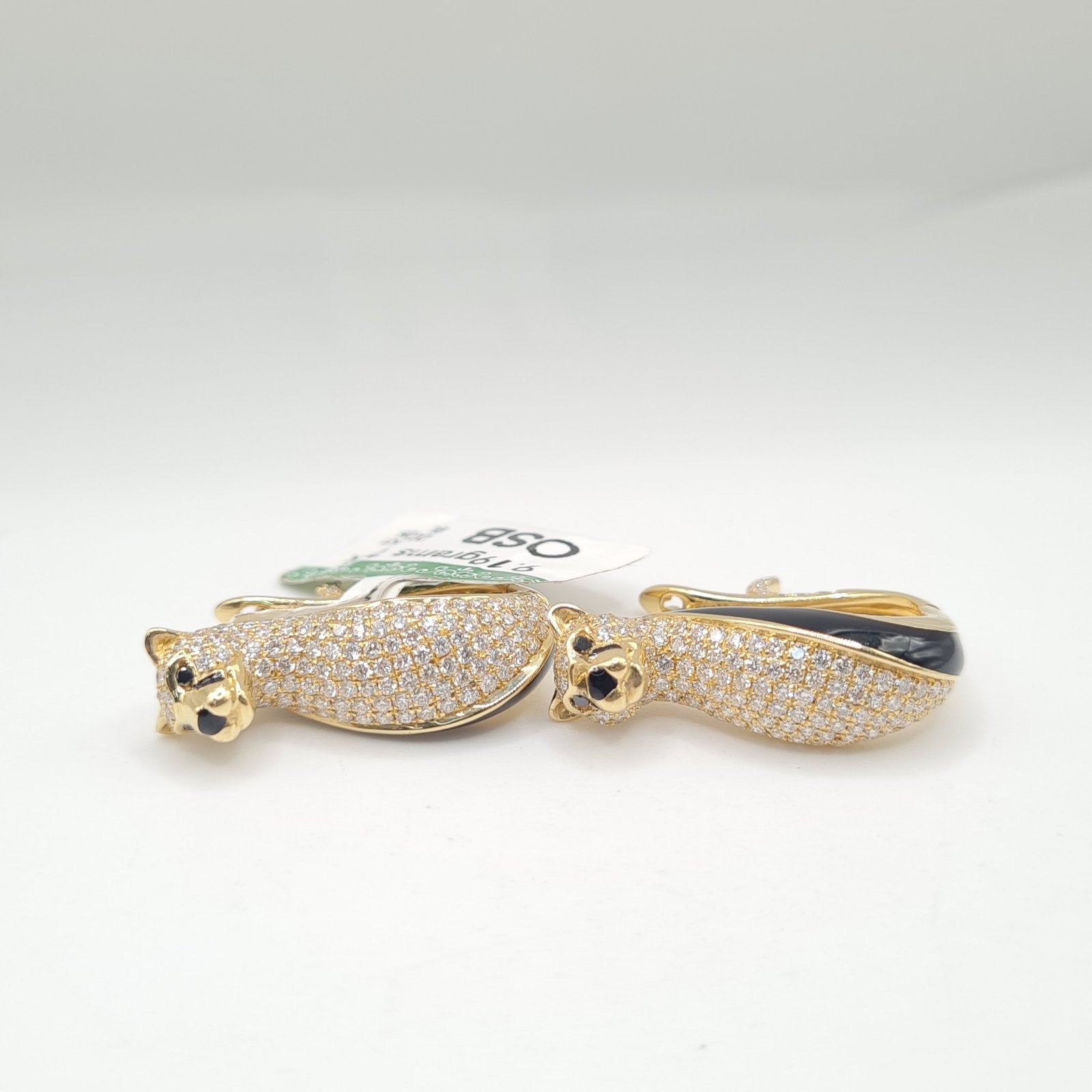 Panther Deco Golden Hoop Diamond Earrings 18K