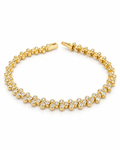 Classic Yellow Gold Round Trio Eternity Diamond Bracelet 14K