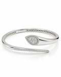 Classic Pear Drop Open Cuff Diamond Pave Bangle Bracelet 18K