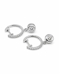 Classic Round Bezel Hoop Dangle Diamond Earrings 18K