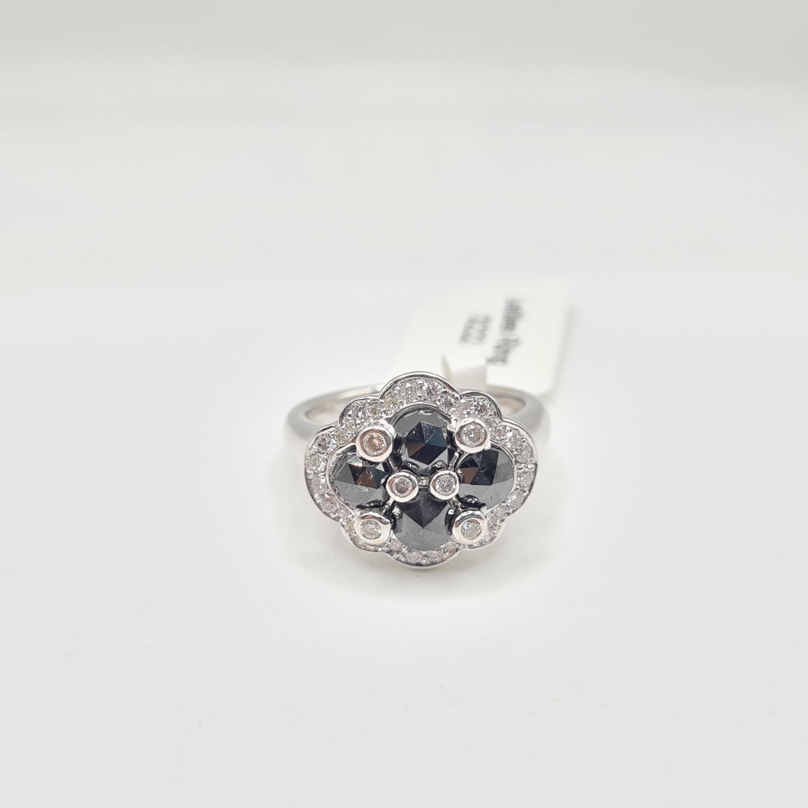 X Black Diamonds Clover Paved Diamond Ring 18K