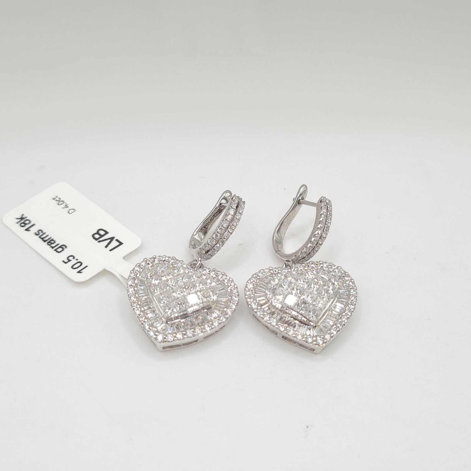 Heart Dangling Hoop Diamond Earrings 18K