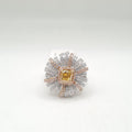 Floral Fancy Yellow Diamond Center Statement Diamond Ring 18K