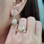 Golden Serpent Paved Dangle Diamond Jewelry Set 14K