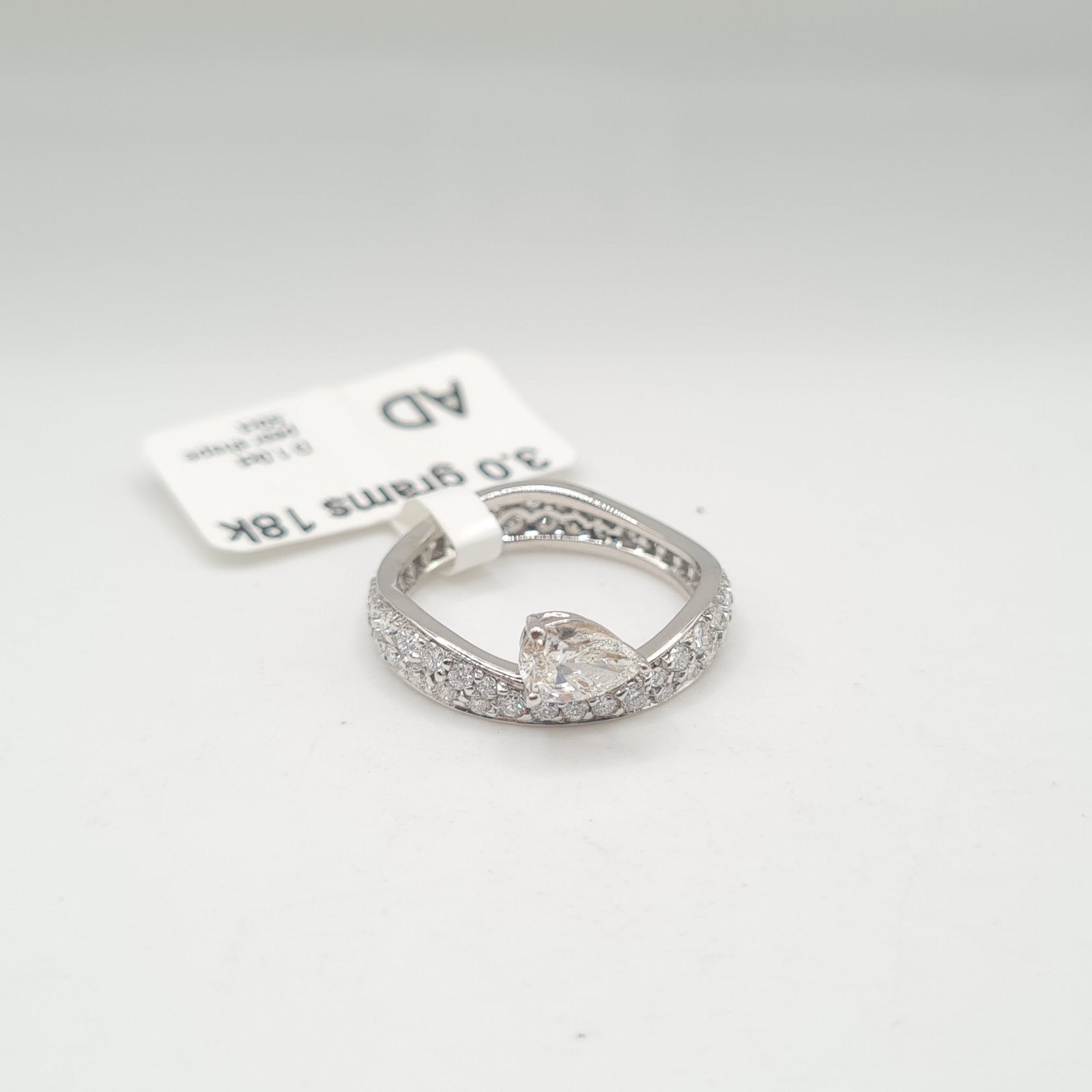 1ct Pear Solitaire Paved Wrap Diamond Engagement Ring 18K