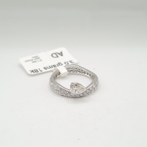 1ct Pear Solitaire Paved Wrap Diamond Engagement Ring 18K