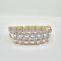 Cushion Halo Statement Diamond Bracelet Bangle 14K 16cm