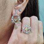 Multi Charm Dangle Diamond Jewelry Set 14K