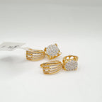 XX Classic Round Paved Hoop Dangling Diamond Earrings 14K