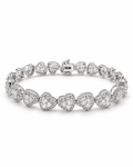 Classic Invsible Setting Heart Halo Pave Diamond Bracelet 14K