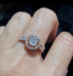 Classic Rosegold Oval Invisible Setting Halo Diamond Ring 14K