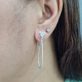 Heart Halo Dangling Hoop Diamond Earrings 14K