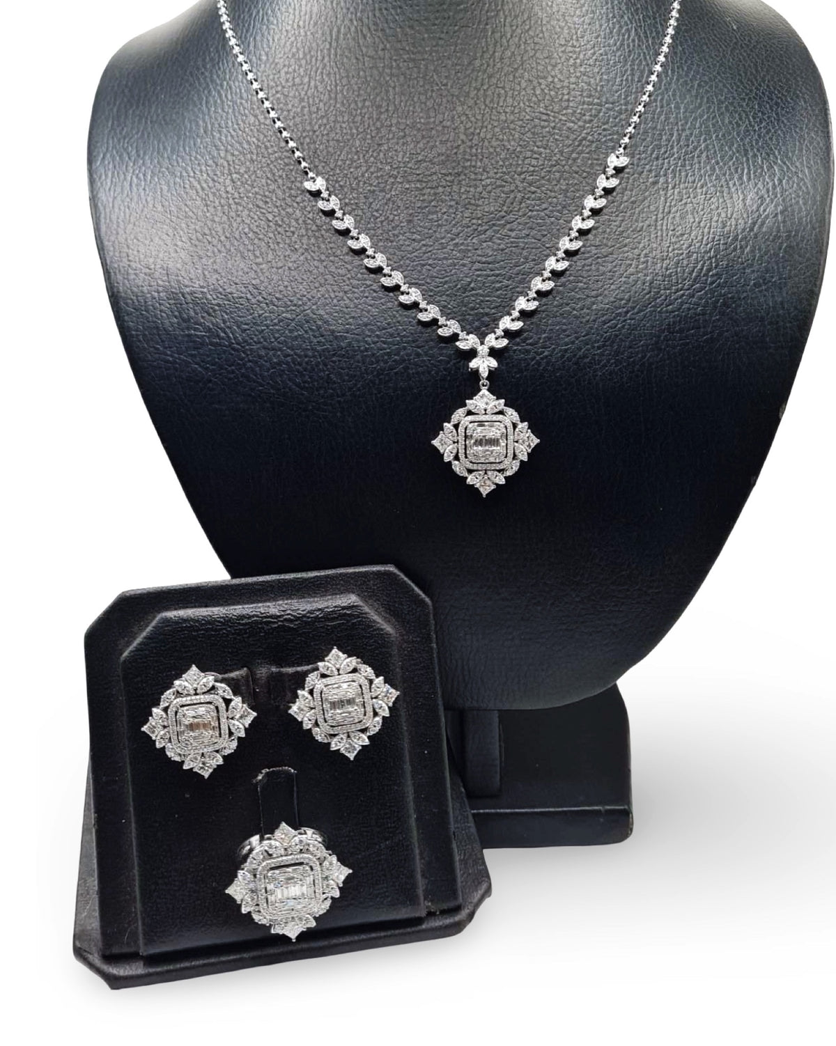 Deco Halo Floral Marquise Diamond Jewelry Set 14K