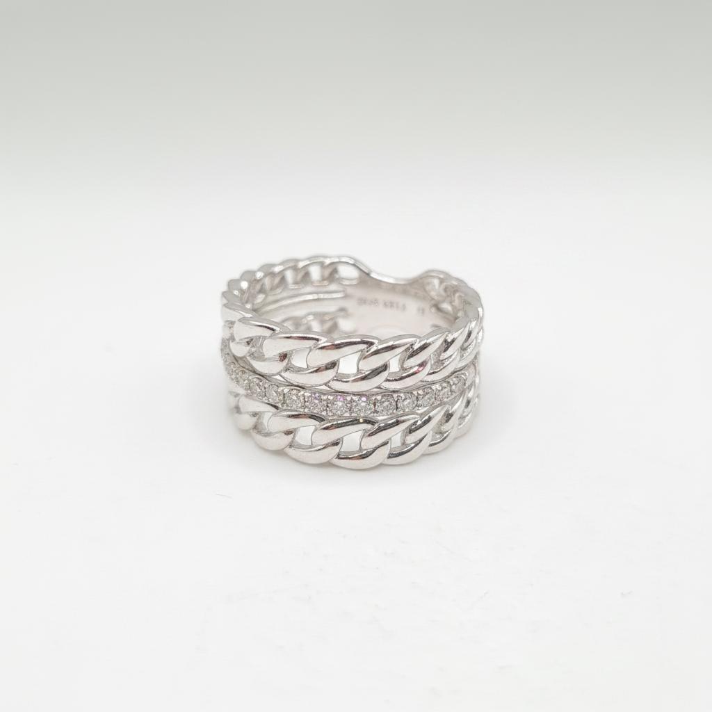 Unisex Chain Diamond Ring 14K