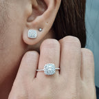 Classic Cushion Beaded Diamond Jewelry Set 14K