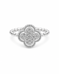 Classic Clover Halo Diamond Ring 14K