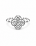 Classic Clover Halo Diamond Ring 14K