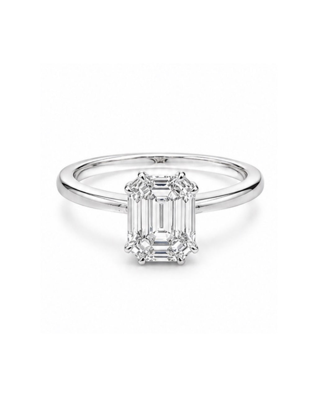 Classic Emerald Piecut Invisible Setting Diamond Ring 18K