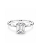 Classic Emerald Piecut Invisible Setting Diamond Ring 18K