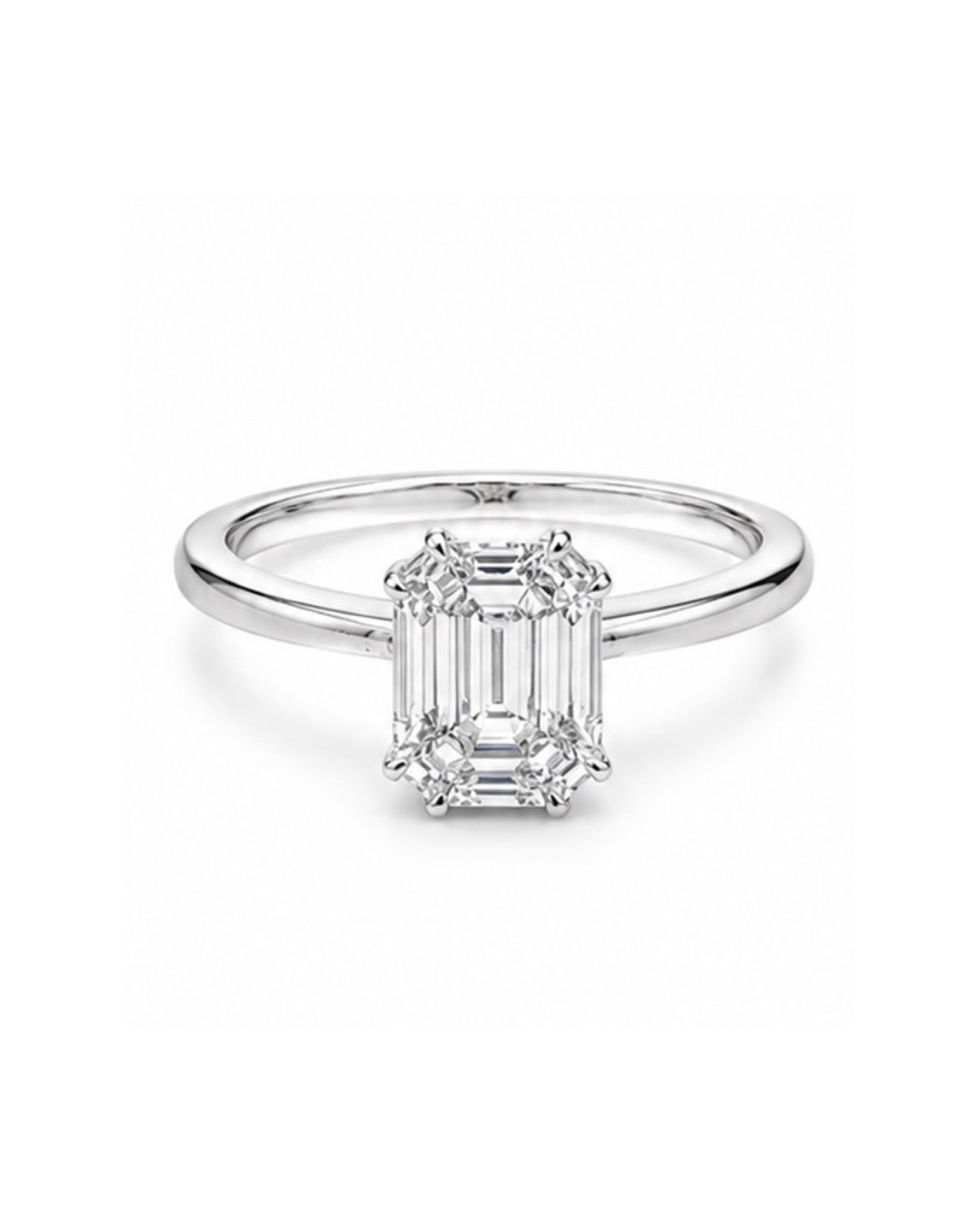 Classic Emerald Piecut Invisible Setting Diamond Ring 18K