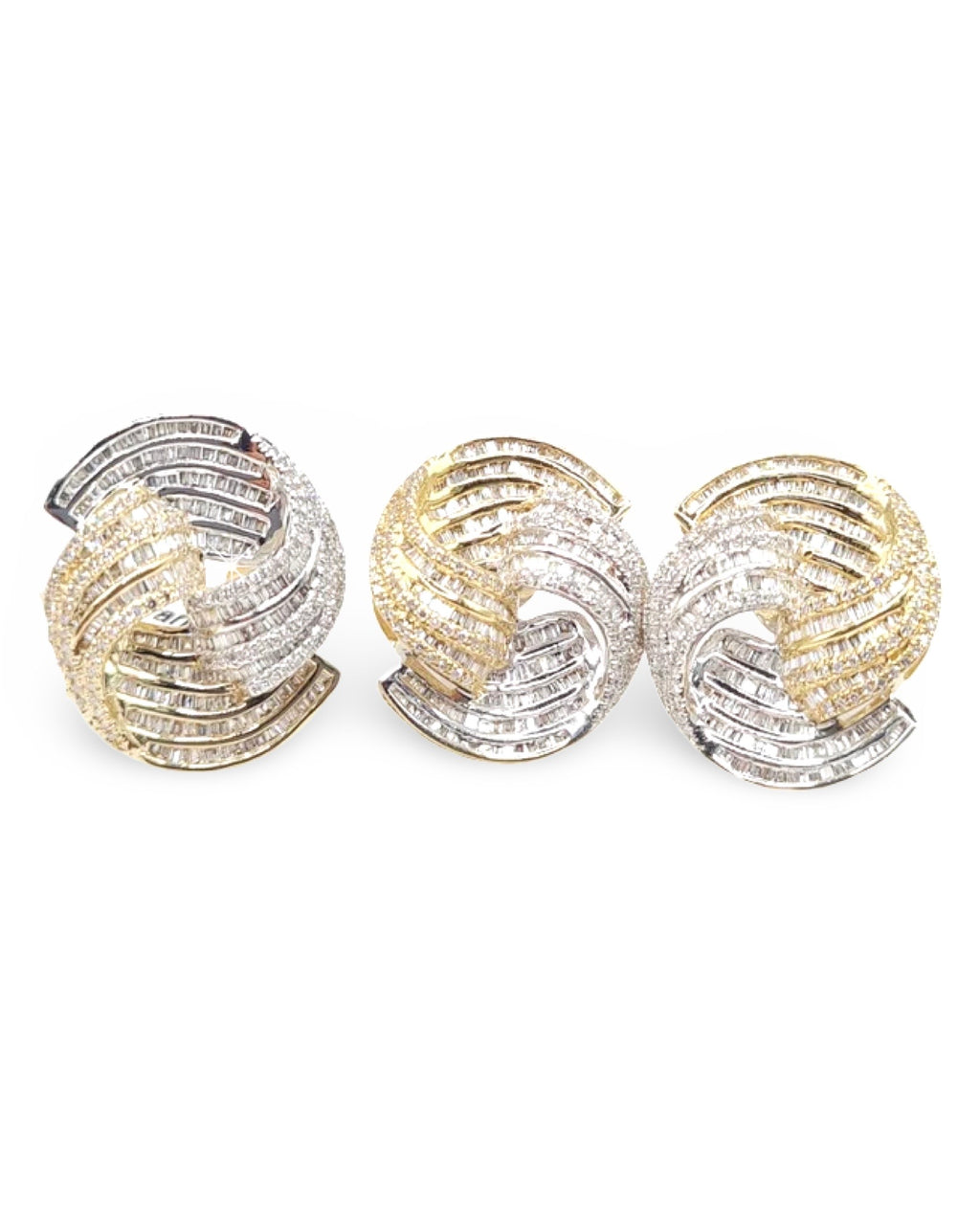 Two Tone Swirl Statement Diamond Jewelry Set 14K