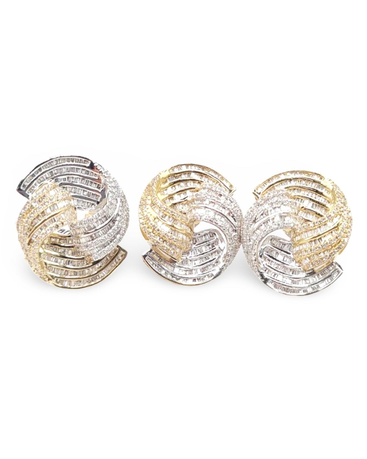 Two Tone Swirl Statement Diamond Jewelry Set 14K